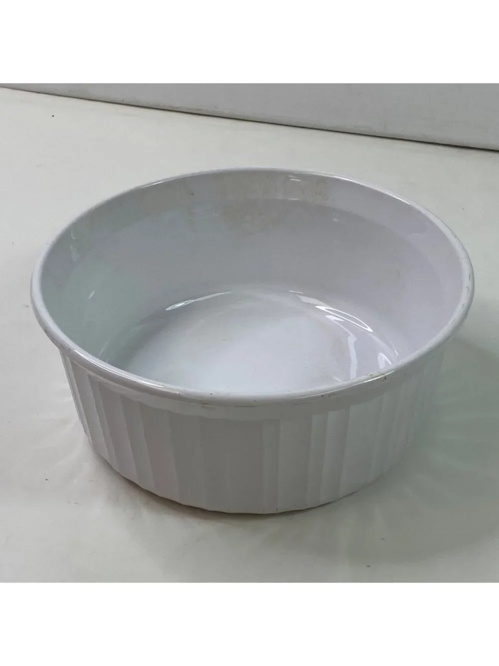 CorningWare French White Round 1.6L Baking Dish F-5-B Ribbed Ceramic Bowl